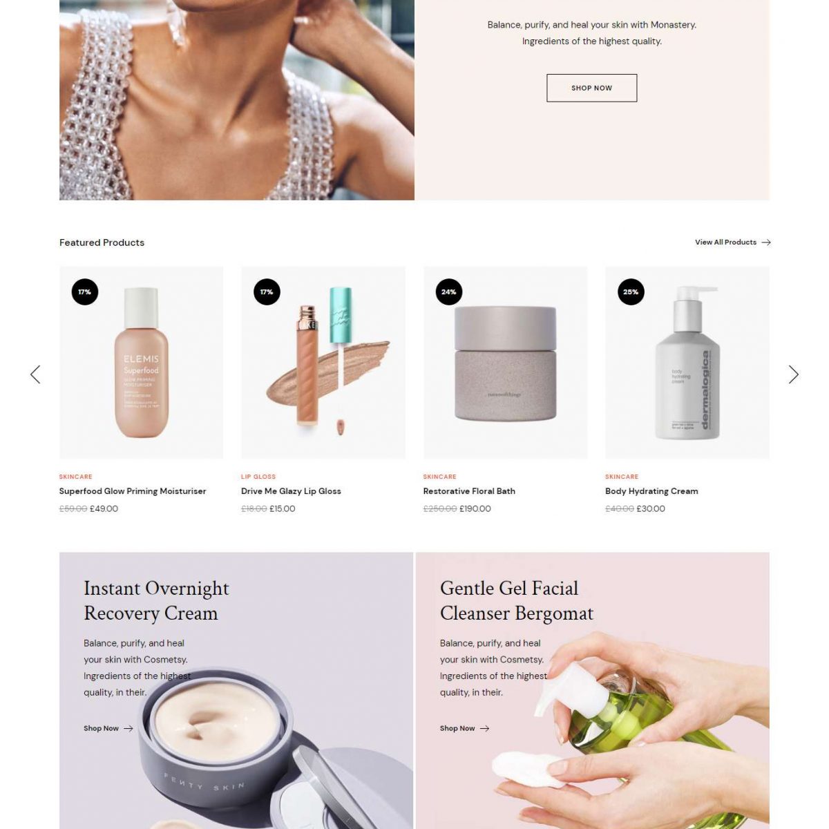 Mẫu website bán hàng mỹ phẩm cosmetsy