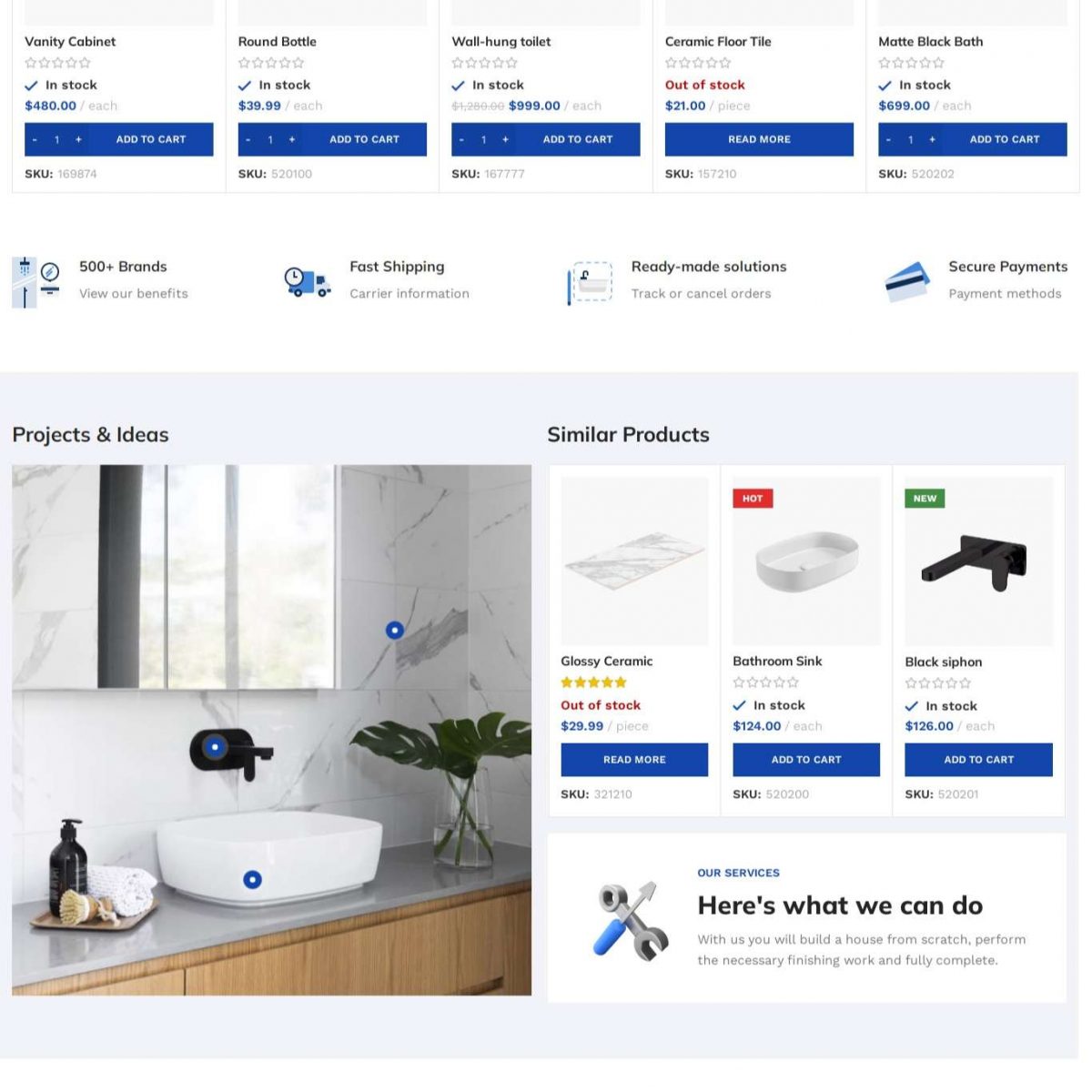 Mẫu website dịch vụ sửa chữa thay thế thiết bị vệ sinh megamarket woodmart