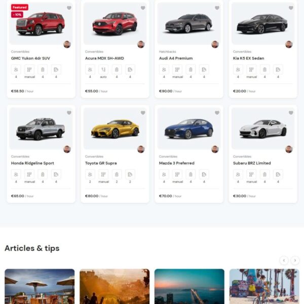 Mẫu website cho thuê xe modcar travelerwp