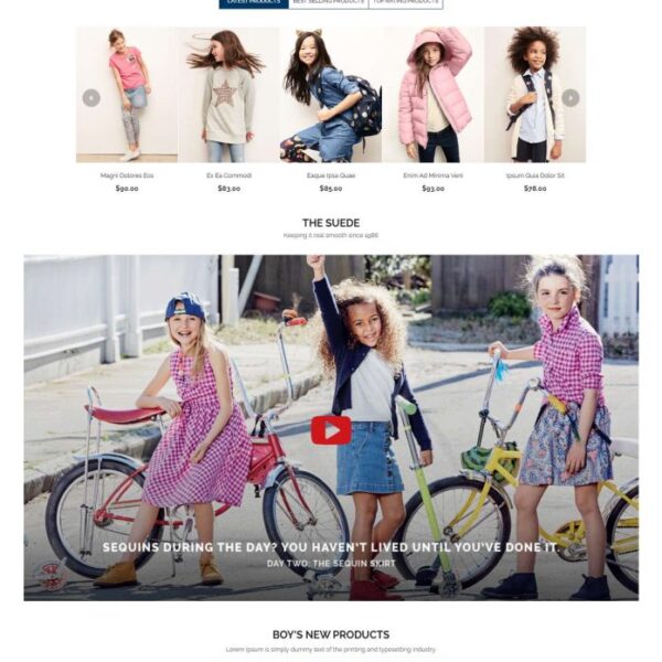 Mẫu website bán hàng thời trang trẻ em kid fashion store sw_revo