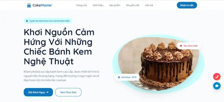 Mẫu website bán bánh kem CakeMaster miễn phí