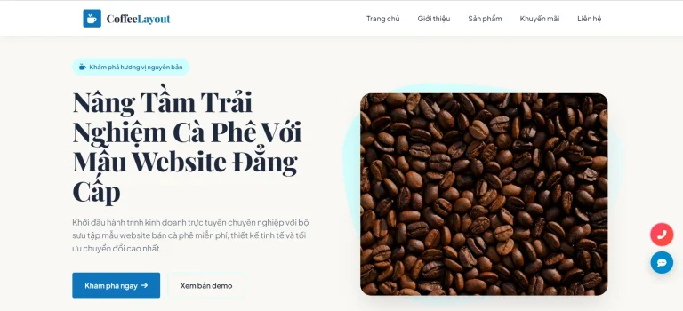 Mẫu website bán cà phê CoffeeLayout miễn phí
