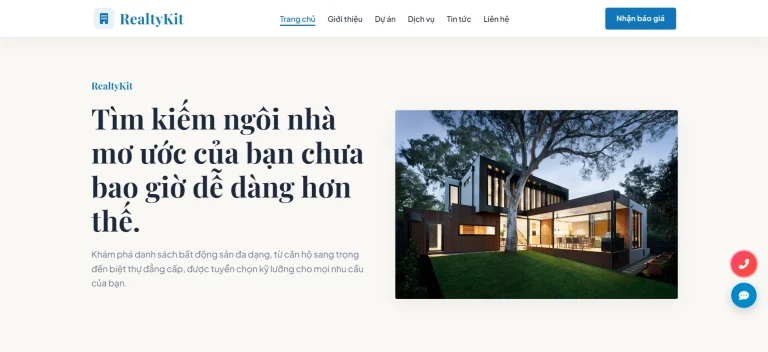 Mẫu website bất động sản RealtyKit miễn phí