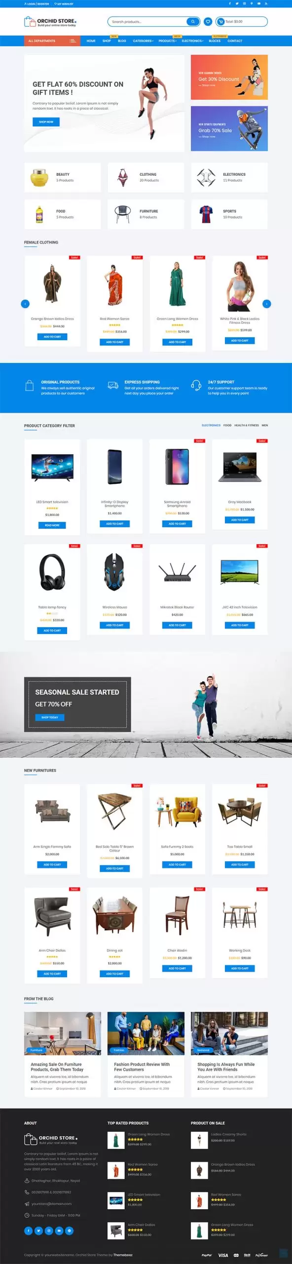 Mẫu website bán hàng cửa hàng đa ngành hàng orchid store