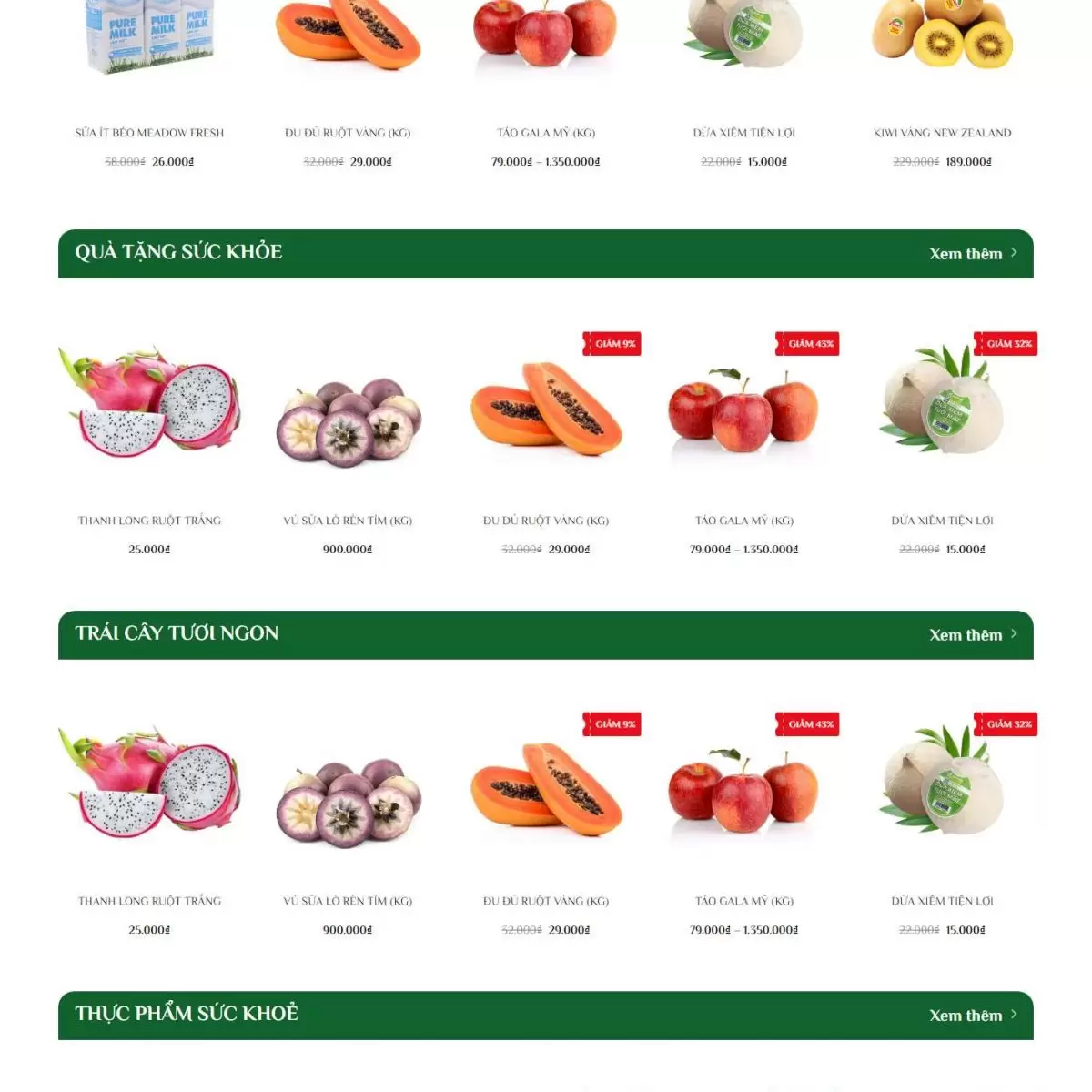 Mẫu website bán hàng trái cây nông sản sạch dacsanviet