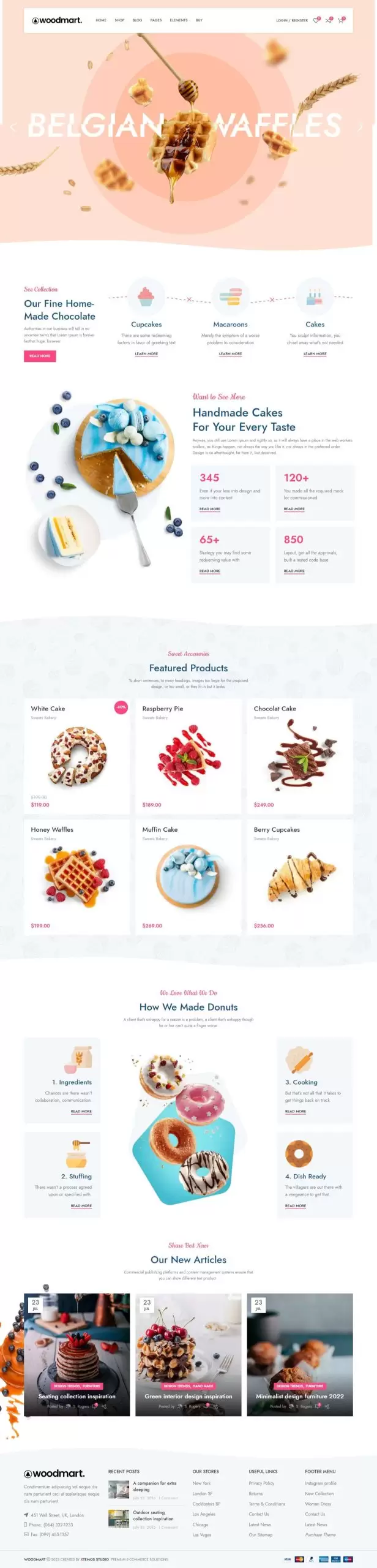 Mẫu website bán bánh kem sweets bakery woodmart