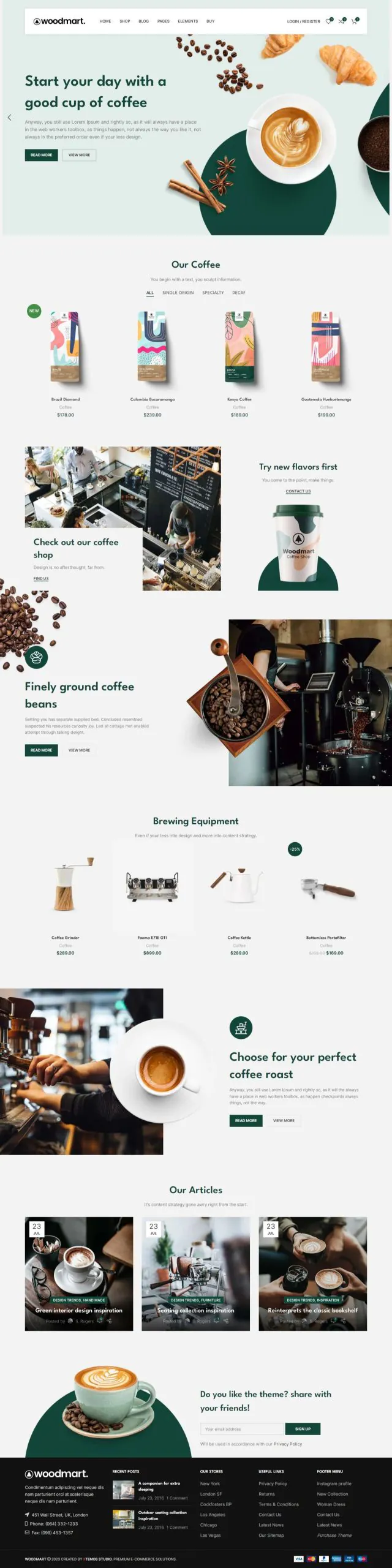 Mẫu website bán hàng cà phê coffe woodmart