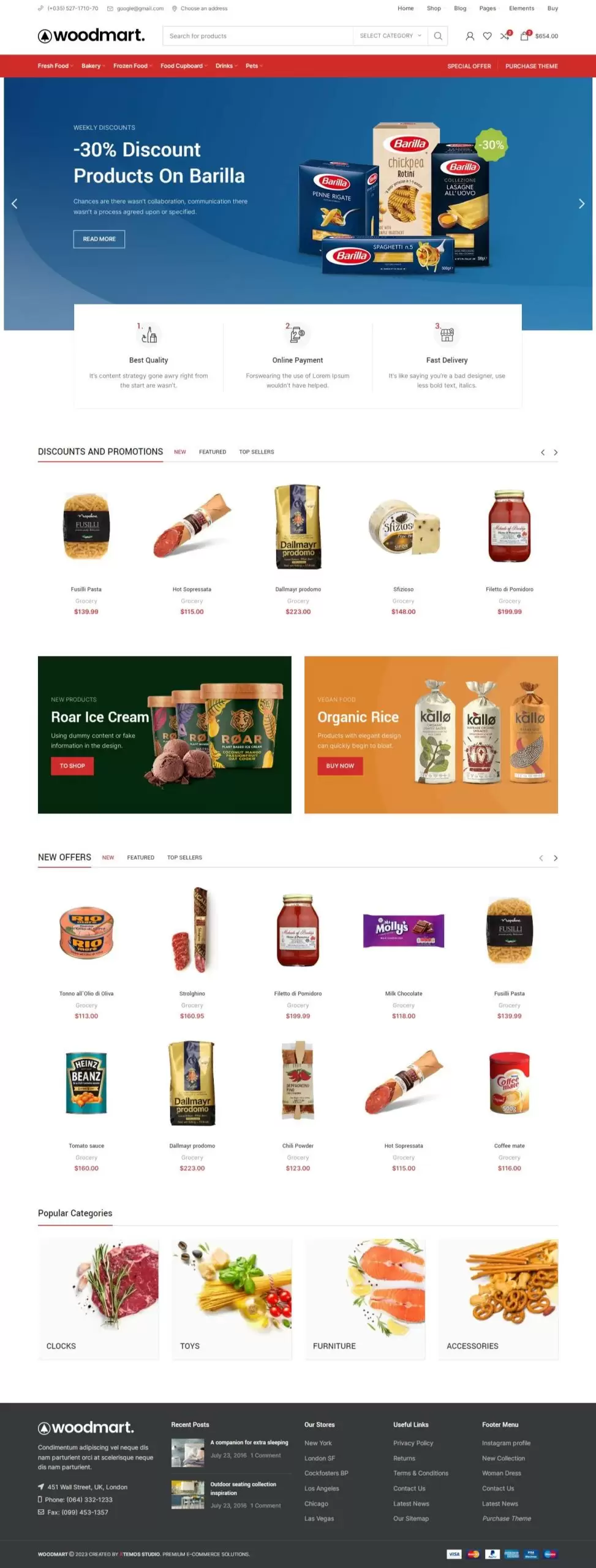 Mẫu website bán hàng tạp hóa siêu thị grocery woodmart