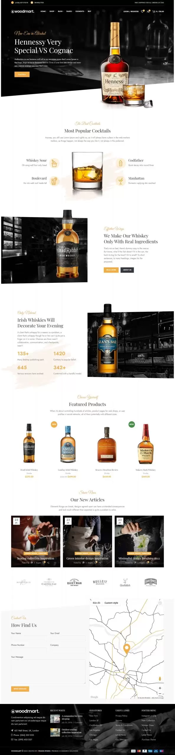 Mẫu website bán rượu cao cấp drinks woodmart