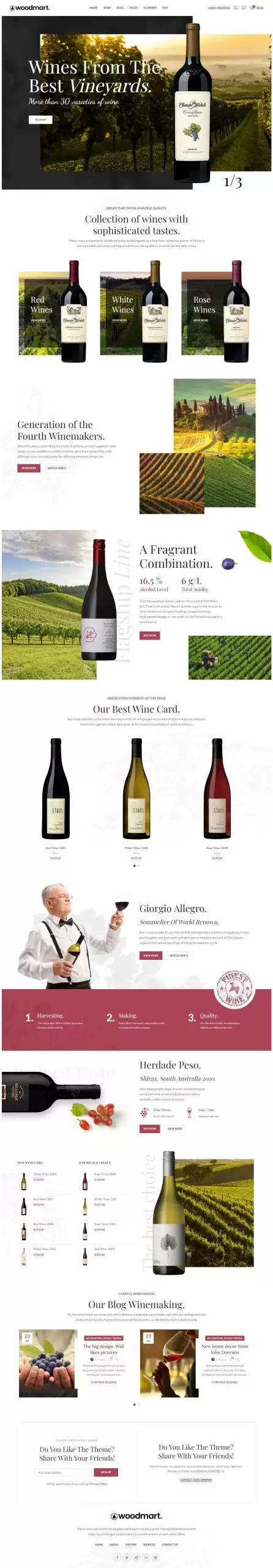 Mẫu website cửa hàng bán rượu vang wine woodmart