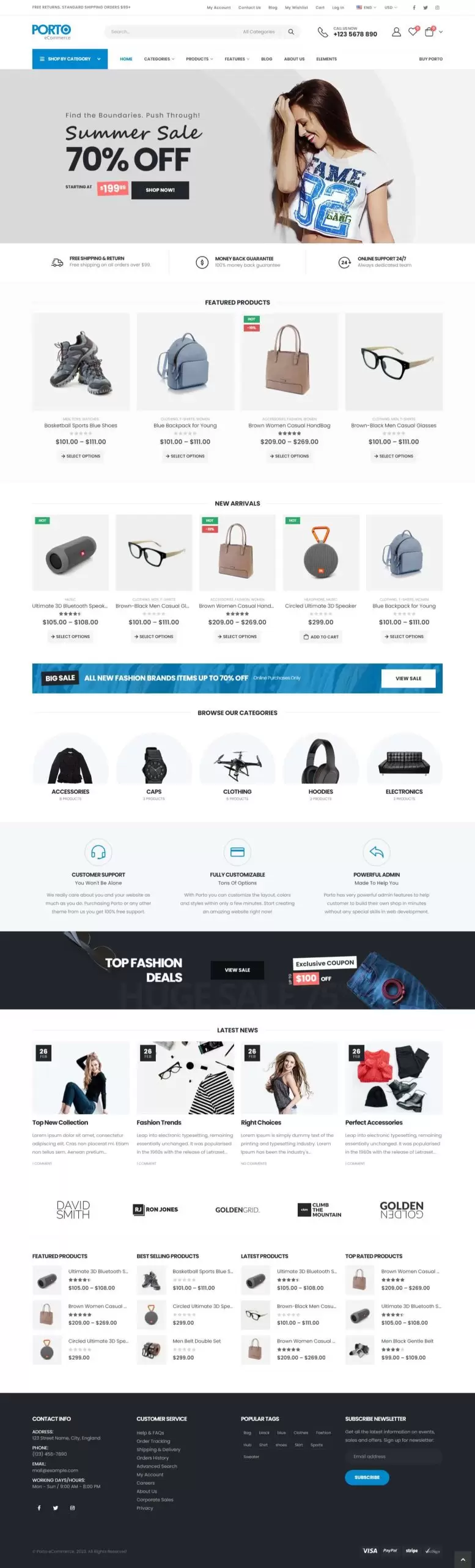 Mẫu website bán hàng phụ kiện điện tử shop demo 4 porto