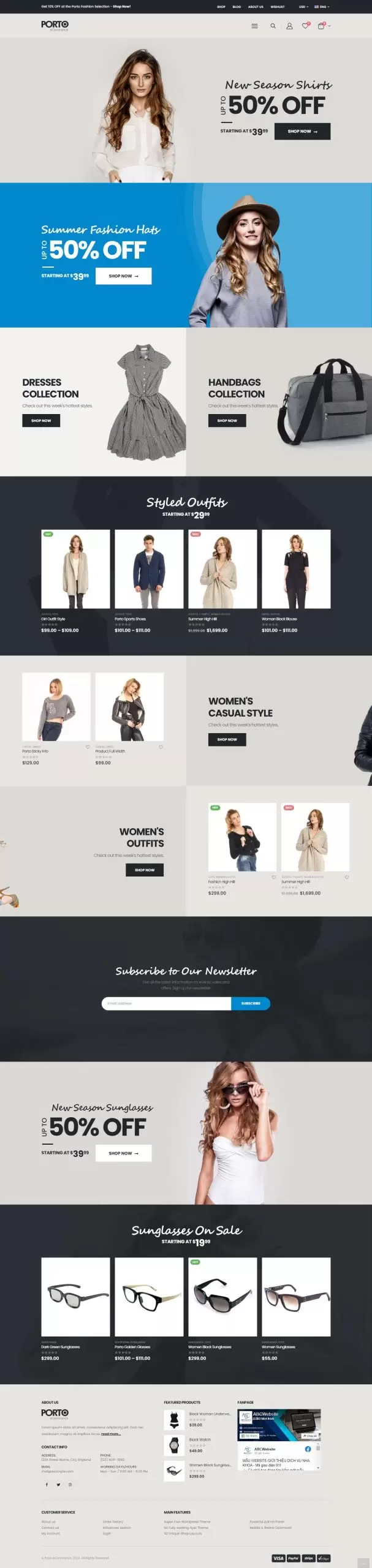 Mẫu website bán hàng thời trang shop16 porto