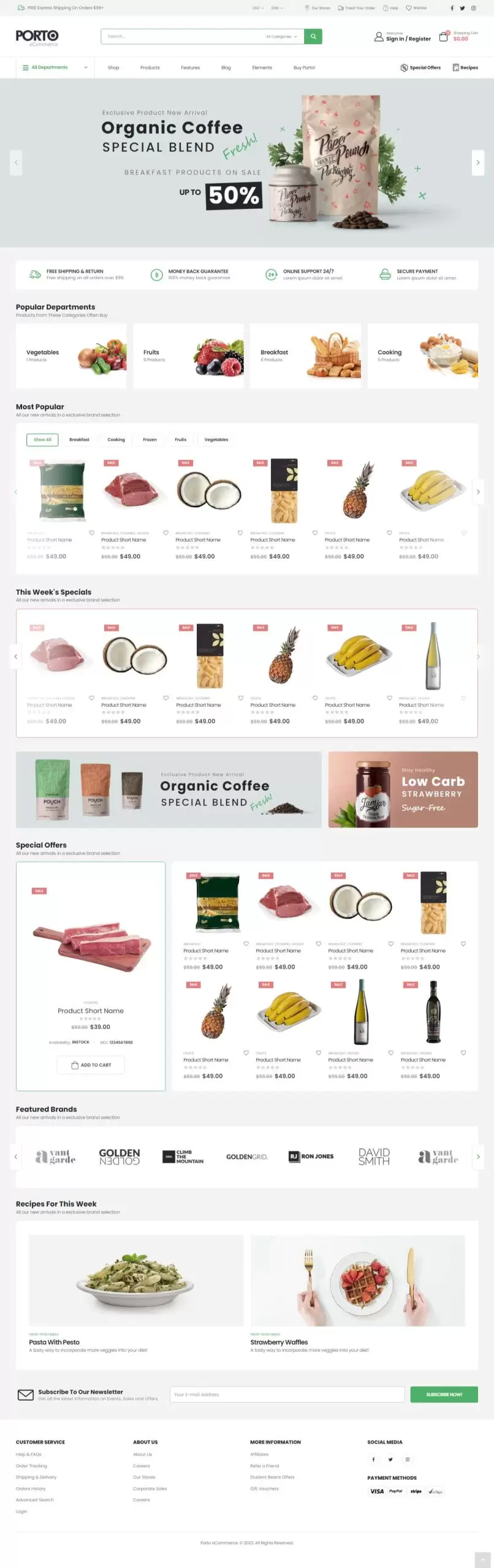 Mẫu website bán hàng thực phẩm sạch organic shop35 soft porto
