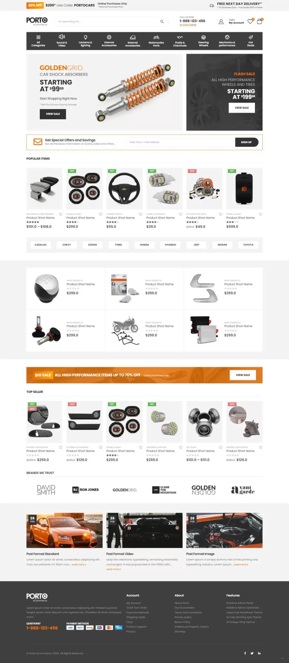 Mẫu website bán hàng phụ tùng ô tô xe máy shop26 porto