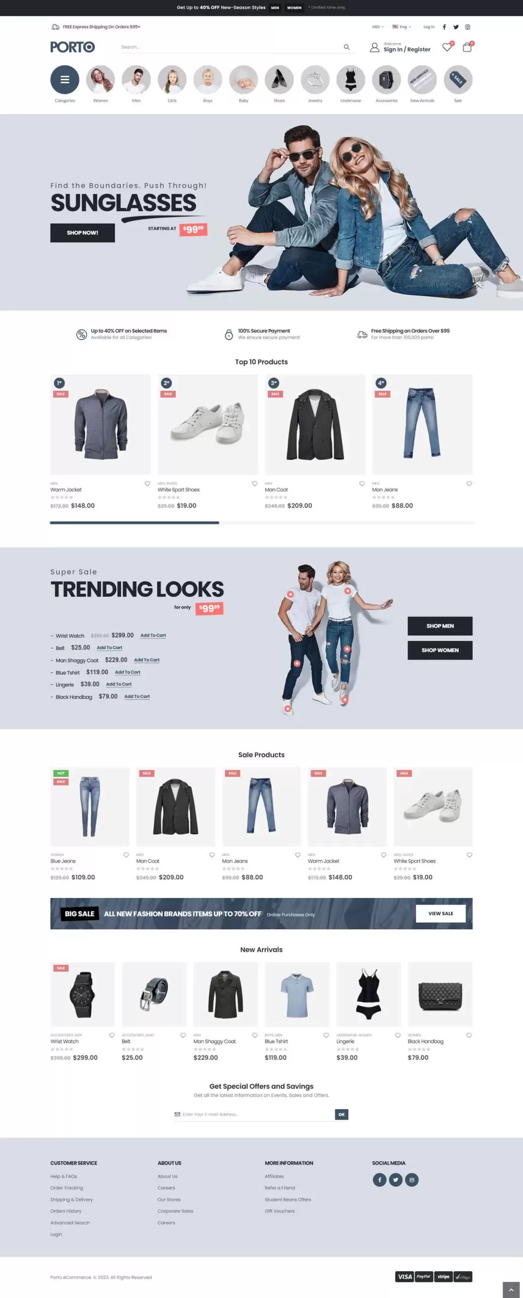 Mẫu website bán hàng thời trang shop37 porto