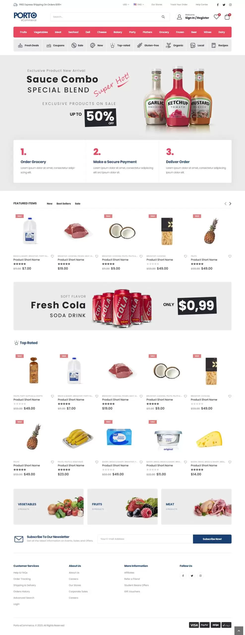 Mẫu website bán hàng thực phẩm tổng hợp shop41 porto