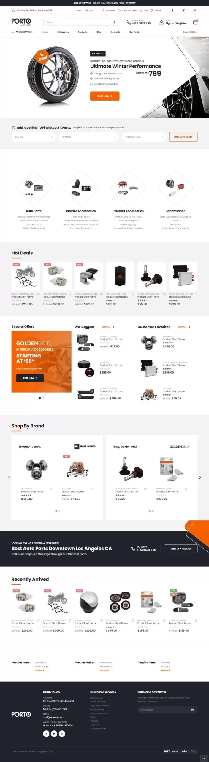 Mẫu website bán linh kiện phụ kiện ô tô xe máy shop42 porto