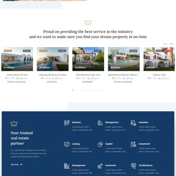 Mẫu website bất động sản bán và cho thuê v21 agency houzez