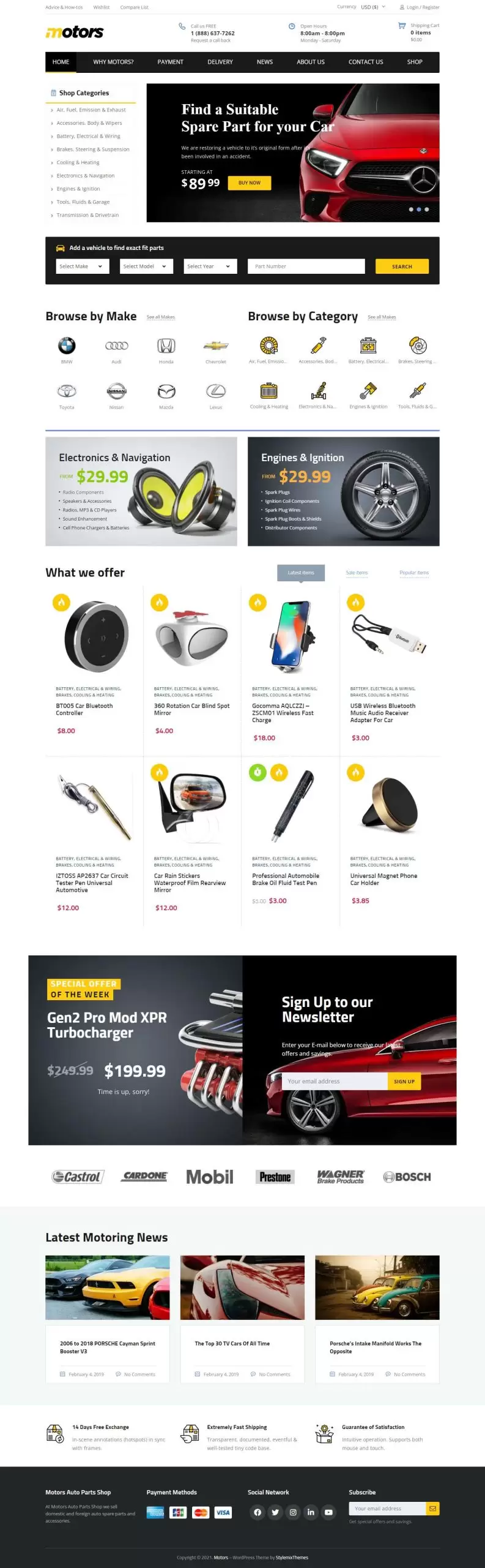 Mẫu website phụ tùng phụ kiện xe auto parts motors