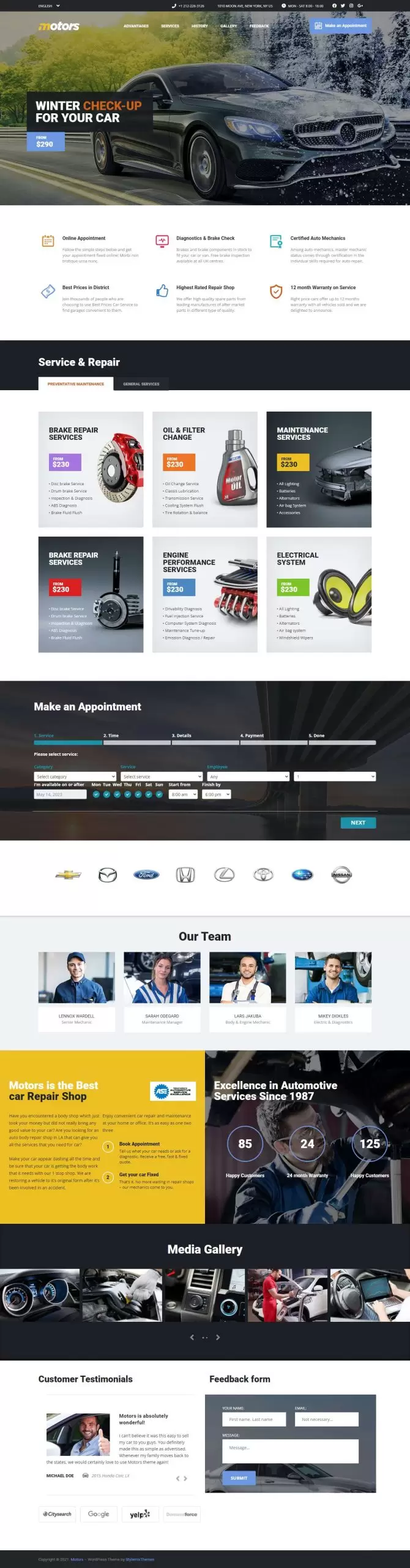 Mẫu website sửa chữa thay thế phụ tùng linh kiện xe car-repair service motors