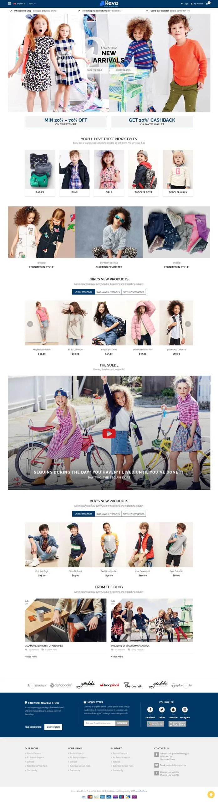 Mẫu website bán hàng thời trang trẻ em kid fashion store sw_revo