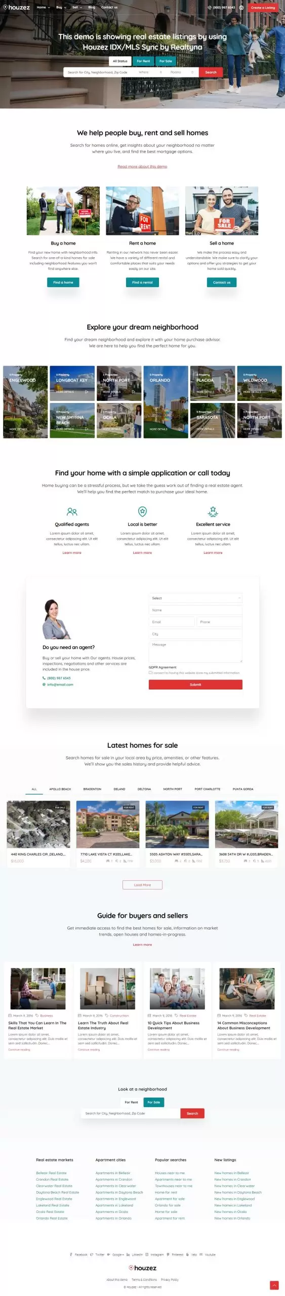 Mẫu website bất động sản bán và cho thuê v23 houzez