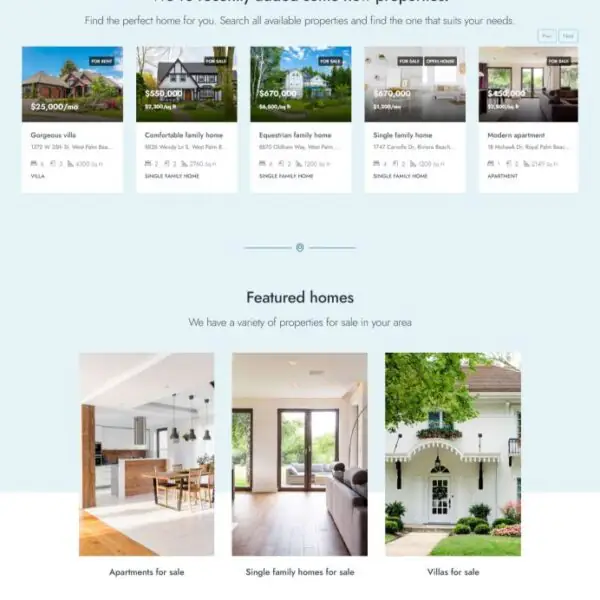 Mẫu website bất động sản cho thuê v26 houzez