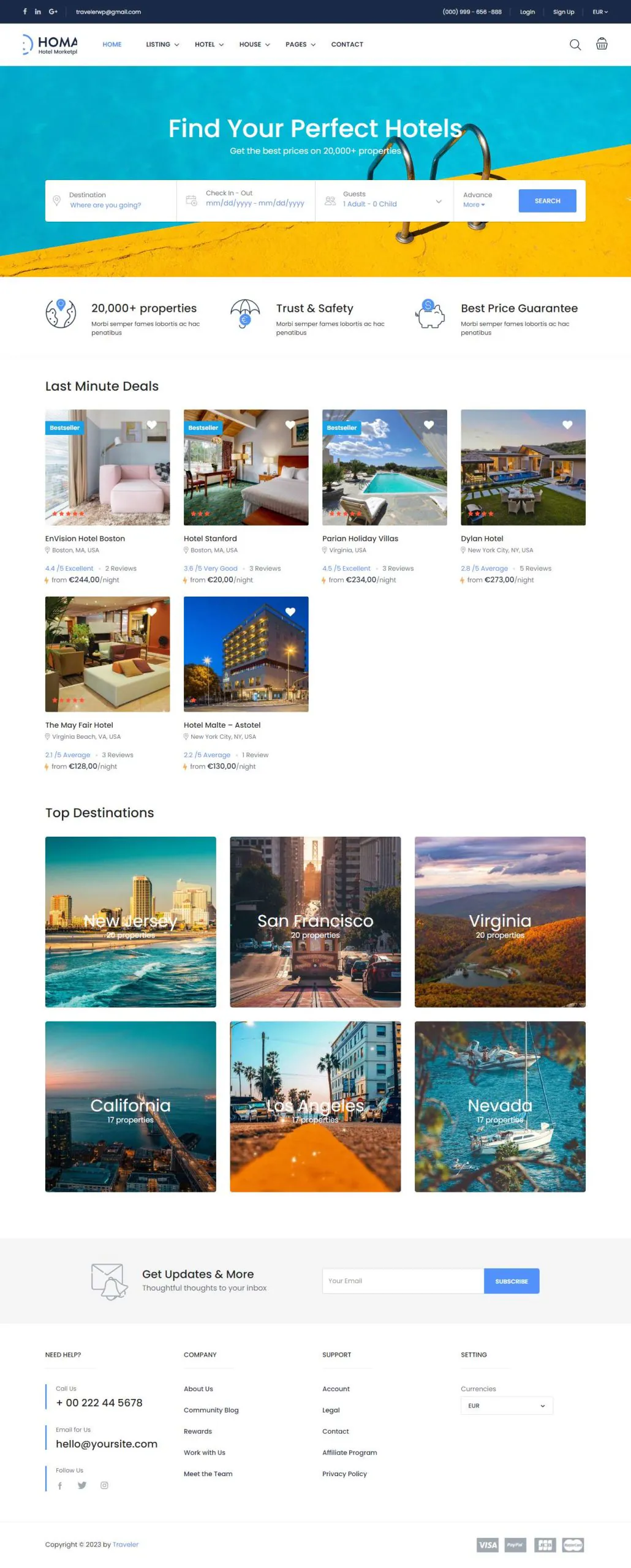 Mẫu website dịch vụ đặt phòng khách sạn nghỉ dưỡng homap travelerwp